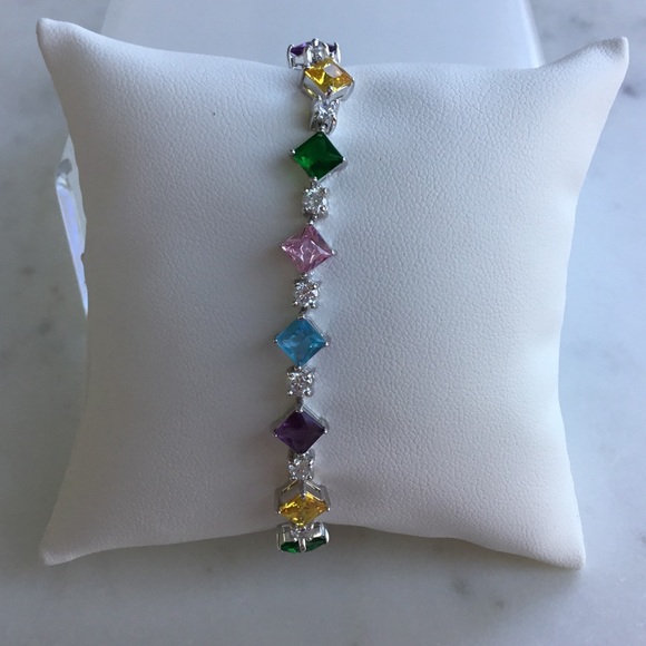 Sterling Silver 7” Multi Color CZ Bracelet - Picture 13 of 17